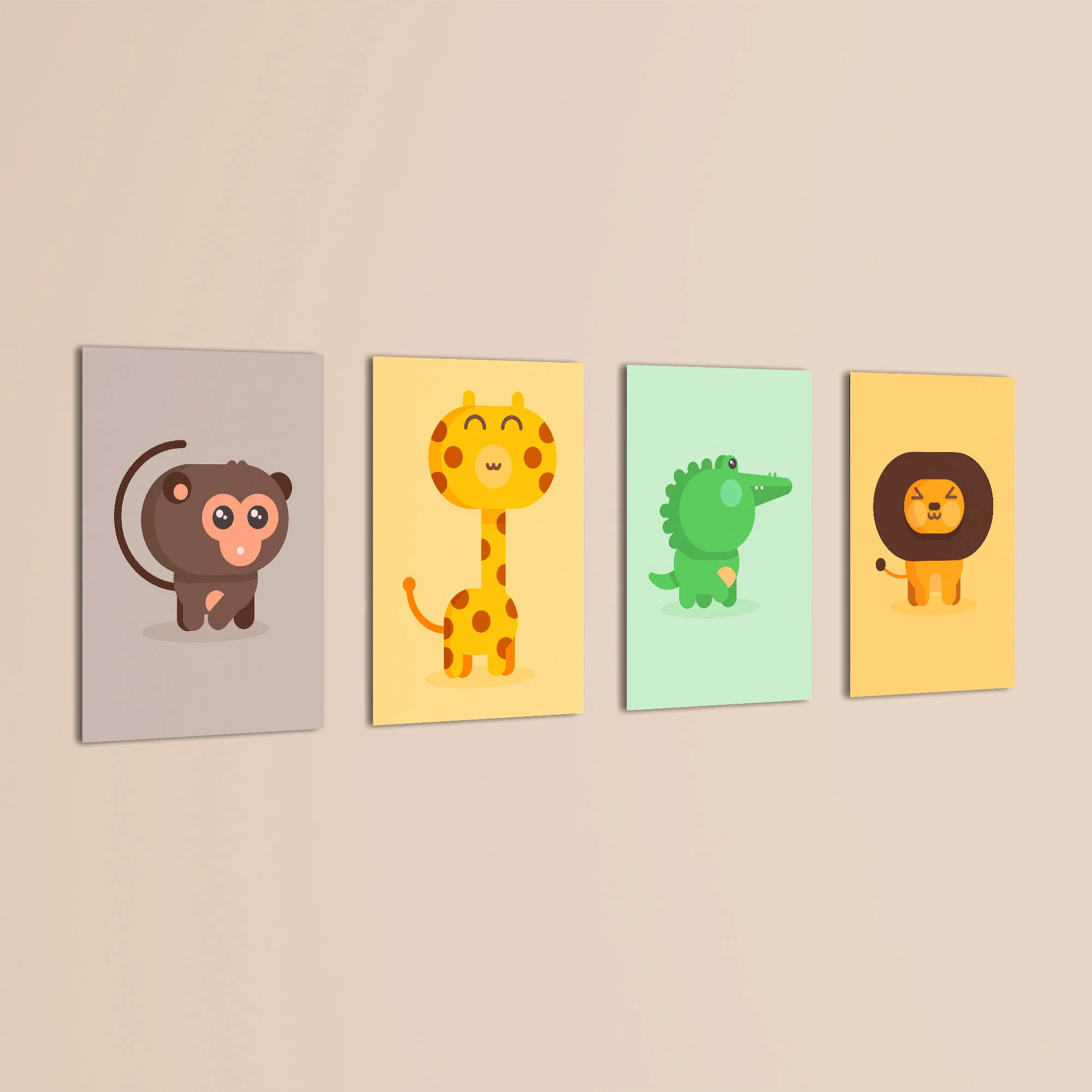 Cute Safari Animals 4 Pieces Kids Metal Wall Art - Image 3