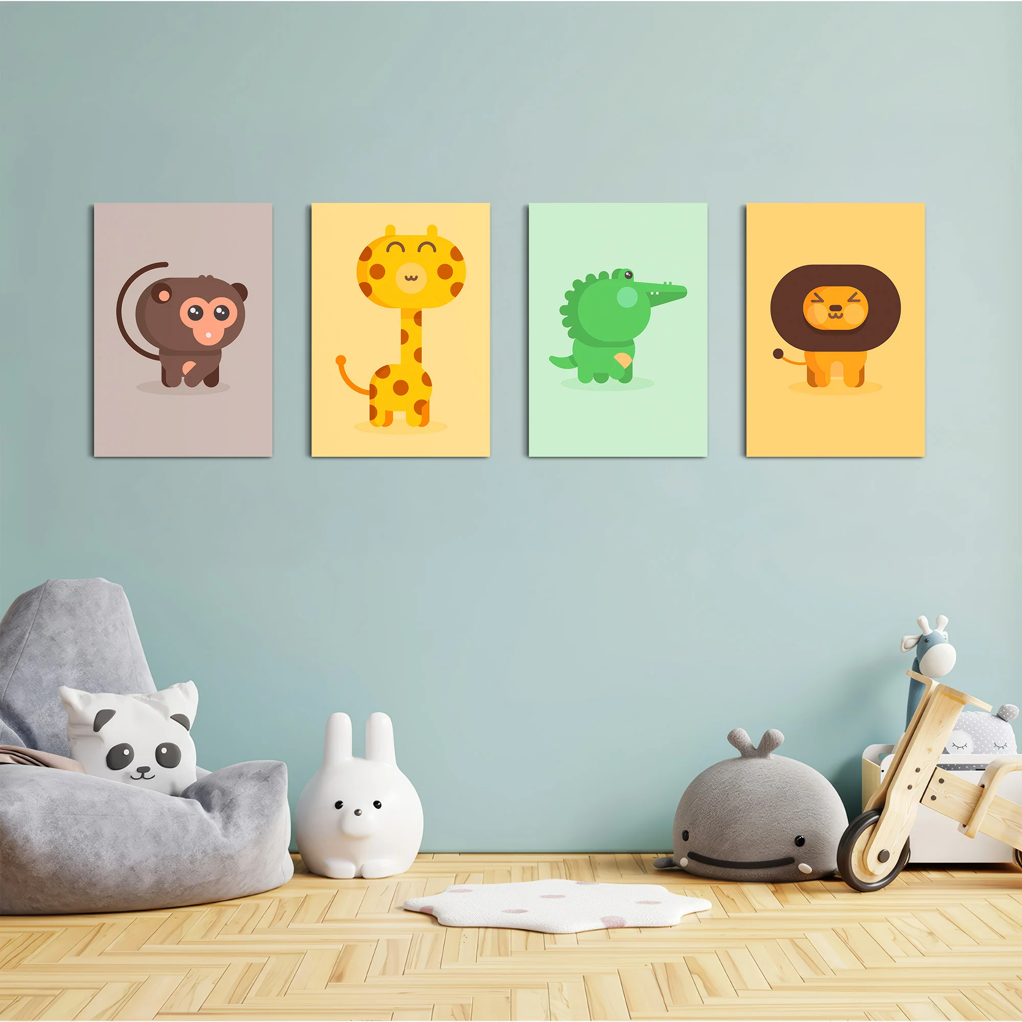 Cute Safari Animals 4 Pieces Kids Metal Wall Art - Image 4