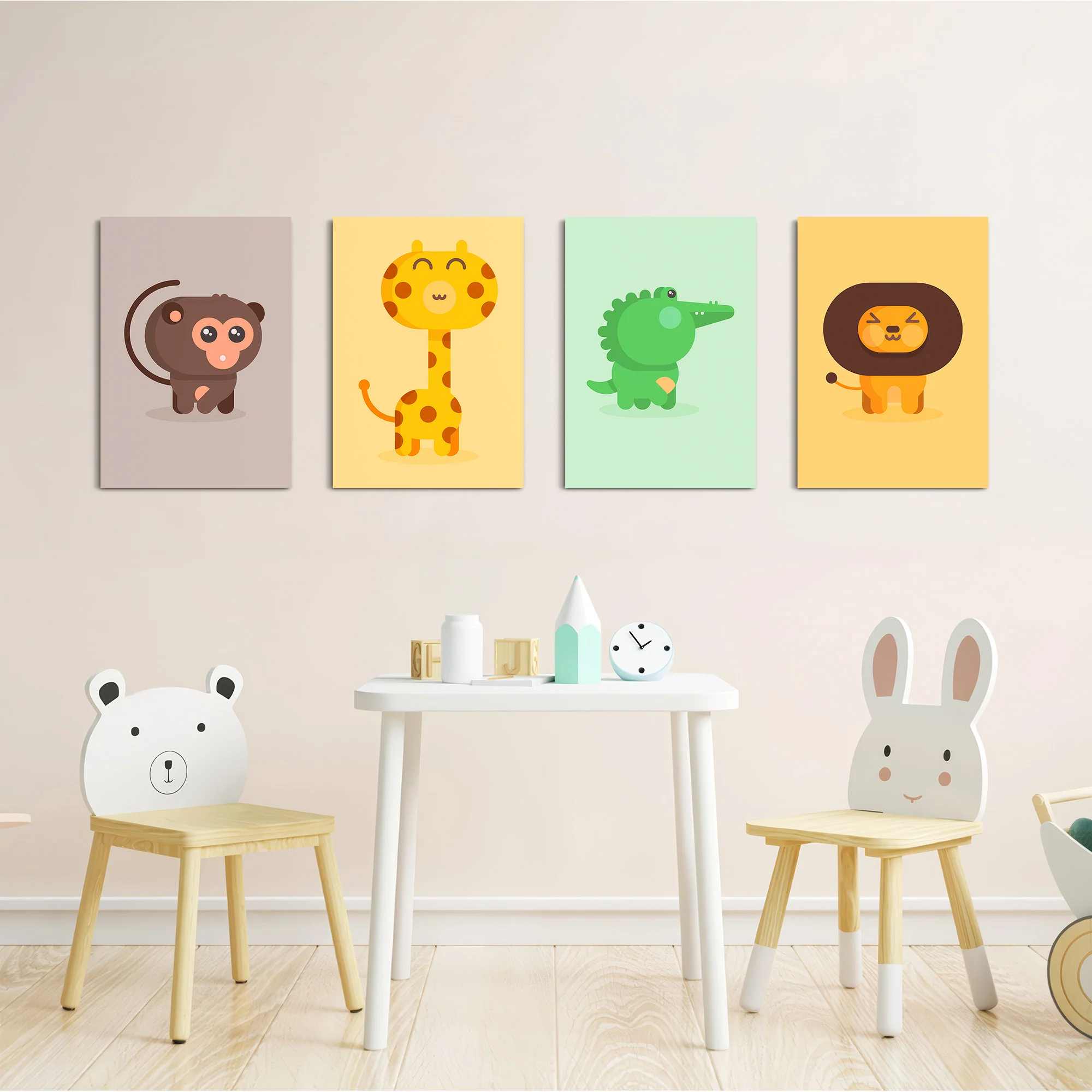 Cute Safari Animals 4 Pieces Kids Metal Wall Art - Image 5