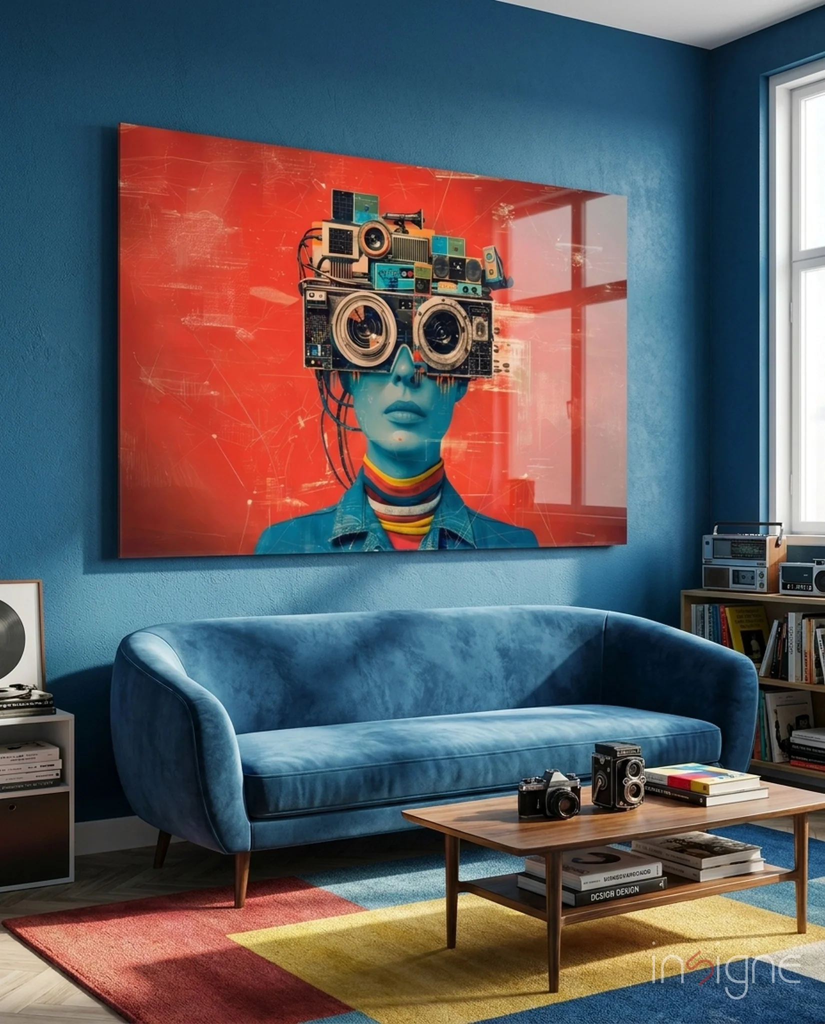 Cyberpunk Headphones Glass Wall Art