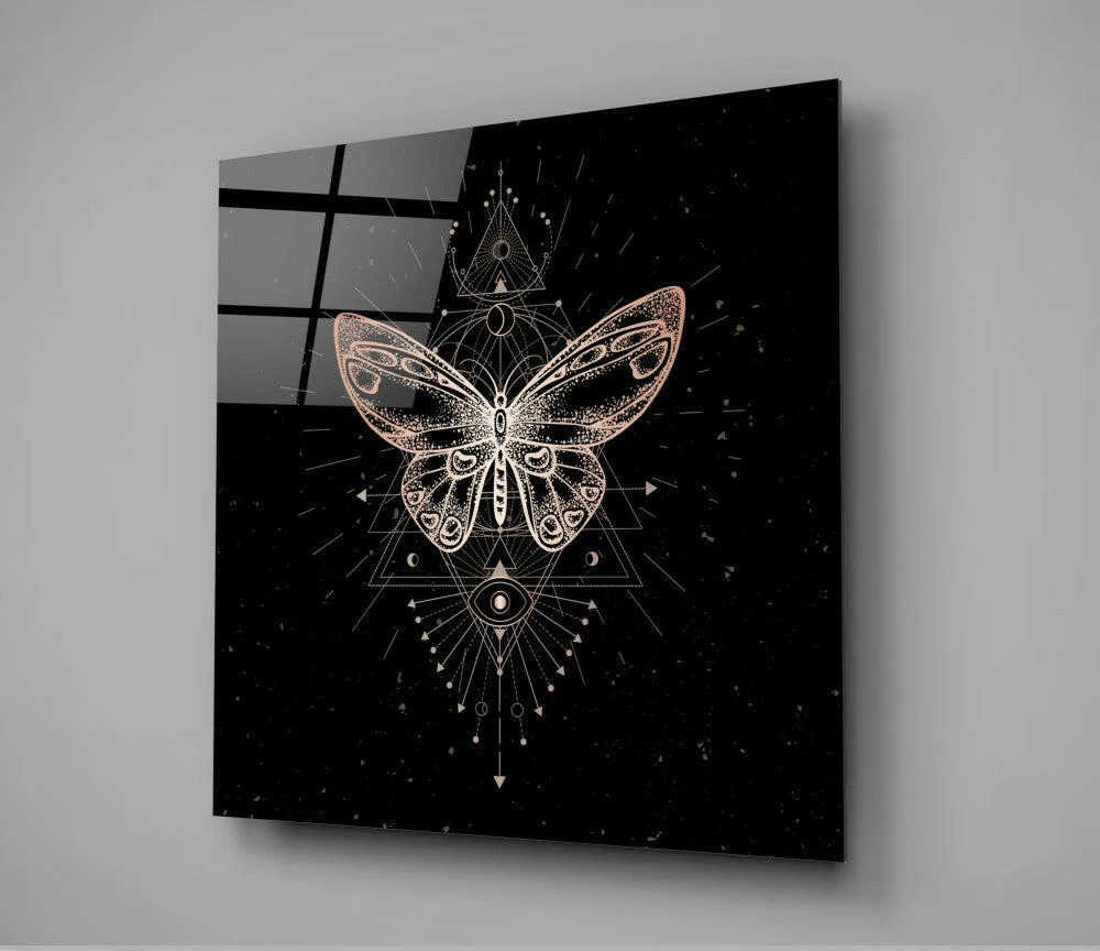 Da Vinci Style Butterfly Glass Wall Art - Image 2