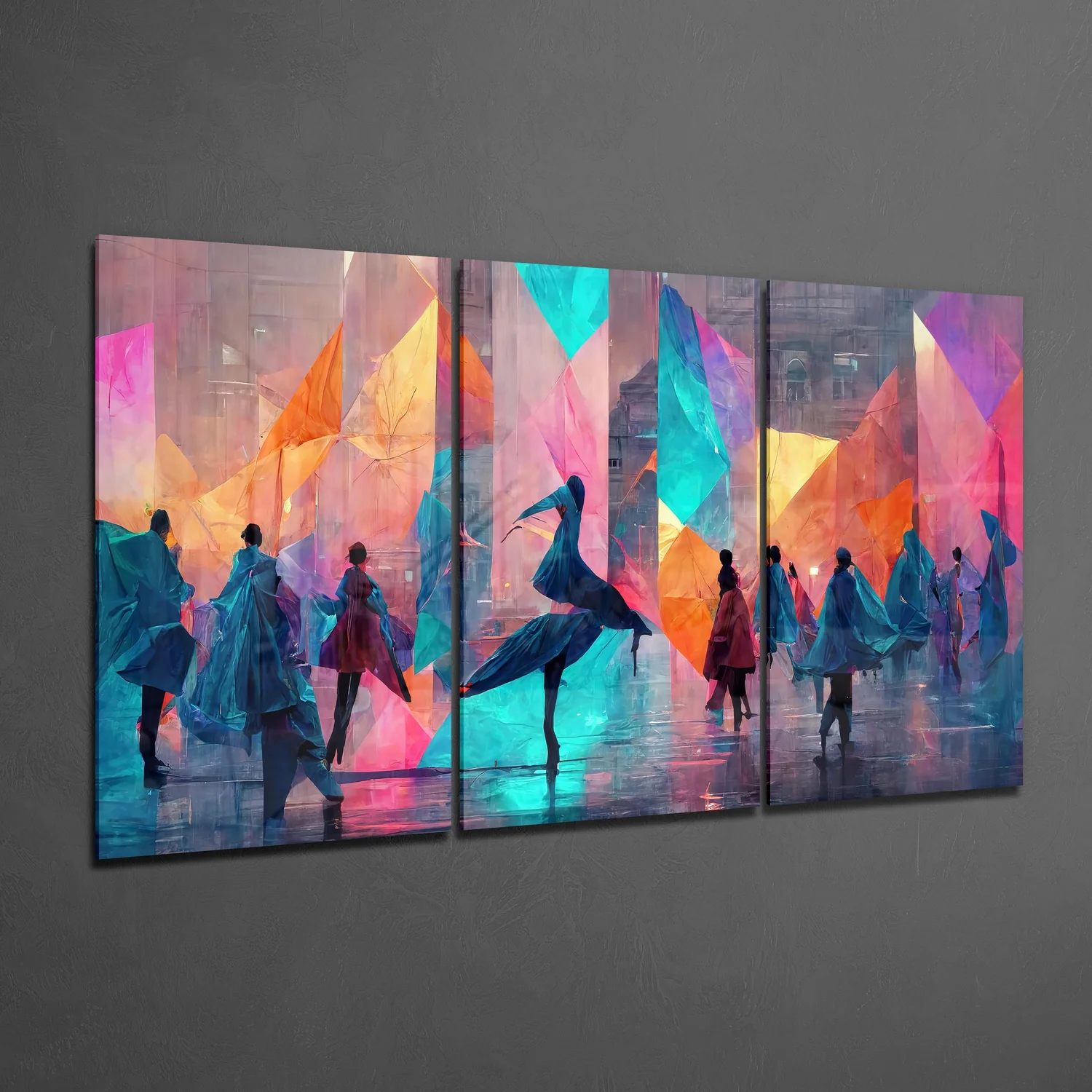Dancing on the Street Glass Wall Art - Image 2