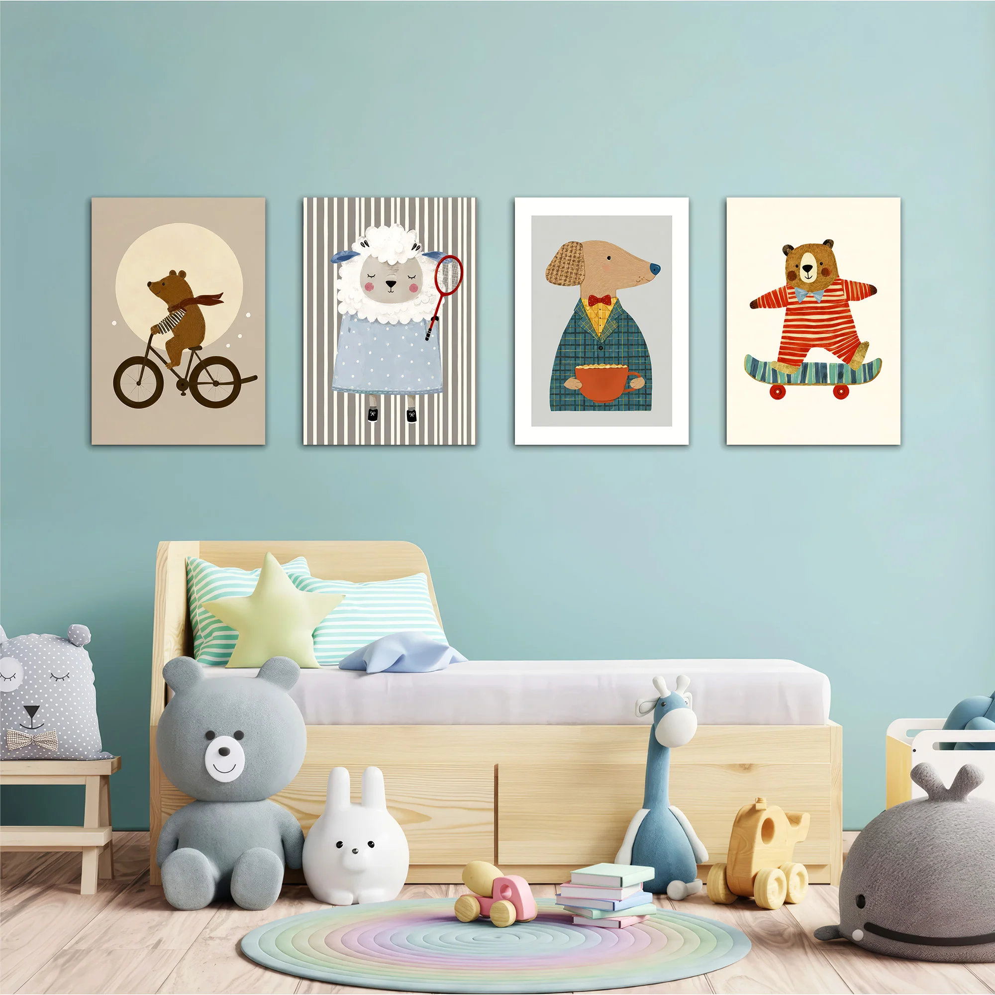 Dapper Storybook Animals 4 Pieces Kids Metal Wall Art - Image 2