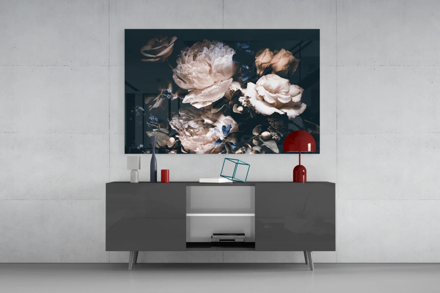 Dark Cream Peony Bouquet Glass Wall Art - Image 8