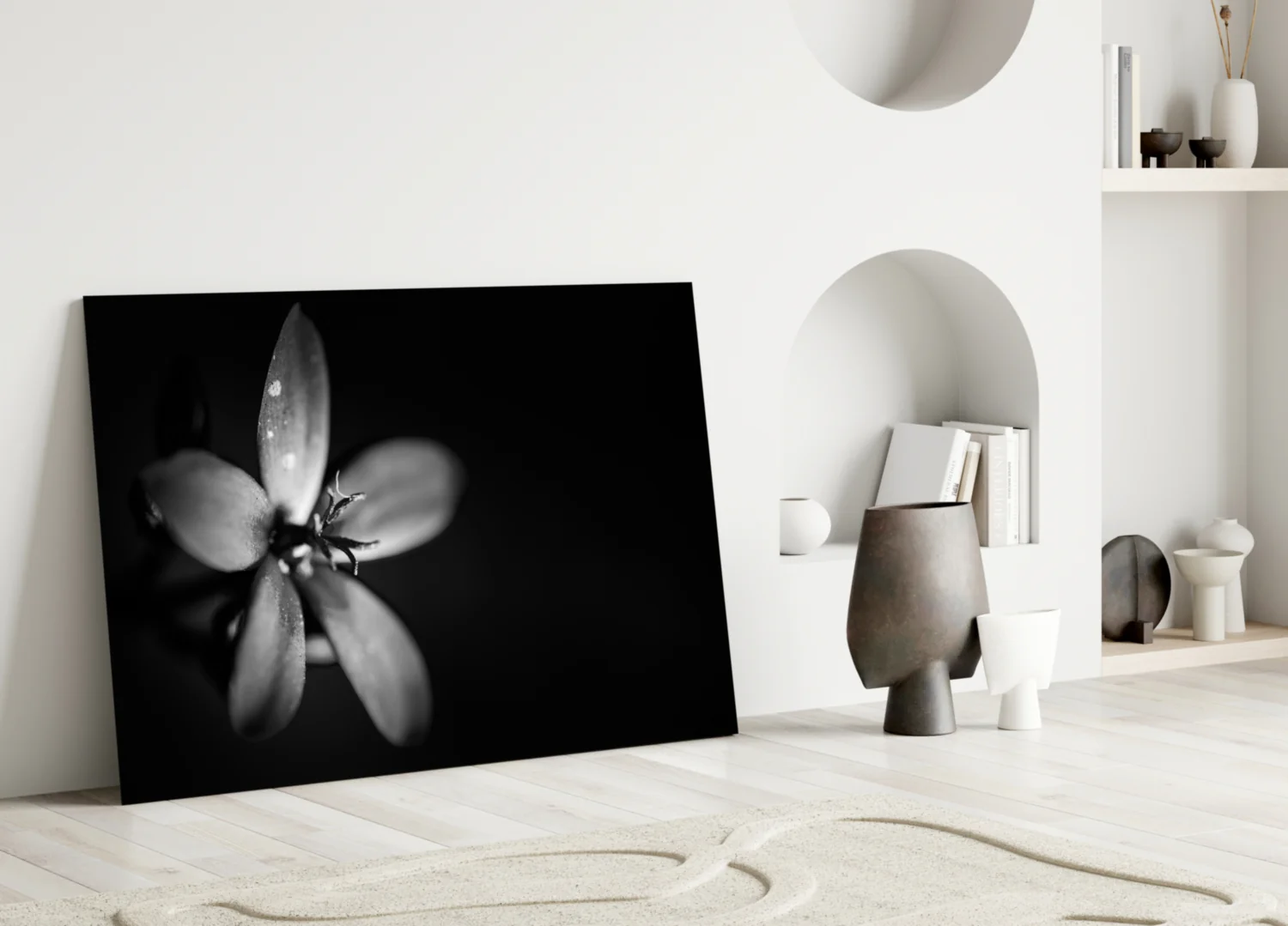 Dark Moody Dewdrop Flower Glass Wall Art - Image 4