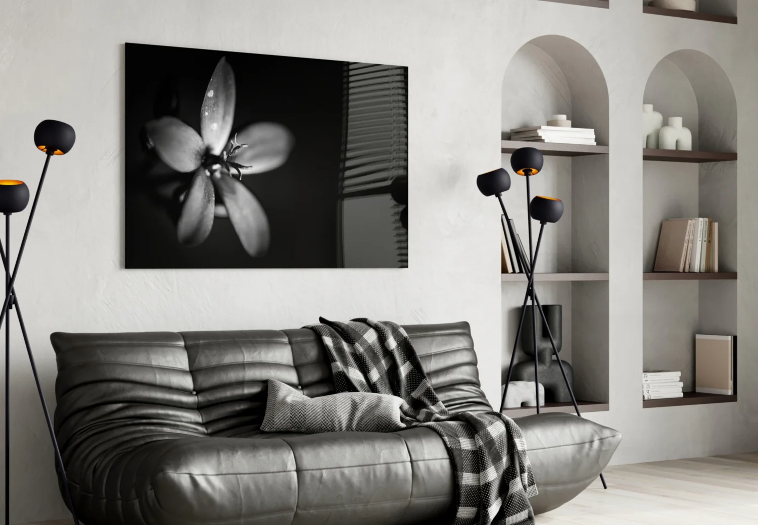 Dark Moody Dewdrop Flower Glass Wall Art - Image 5