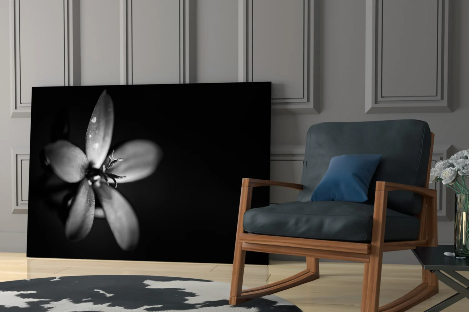 Dark Moody Dewdrop Flower Glass Wall Art - Image 7