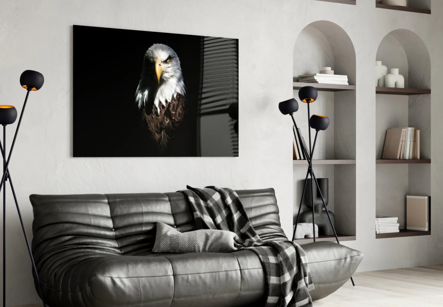 Dark Shadow Bald Eagle Glass Wall Art - Image 4