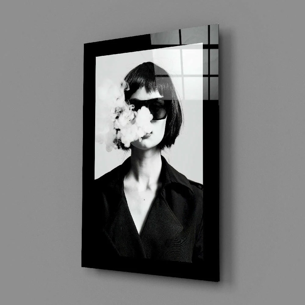 Smoke and Woman Glass Wall Art - Image 2