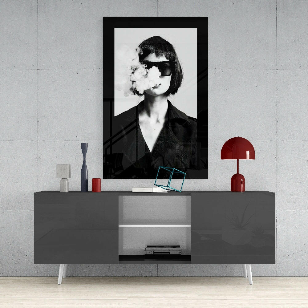 Smoke and Woman Glass Wall Art - Image 4