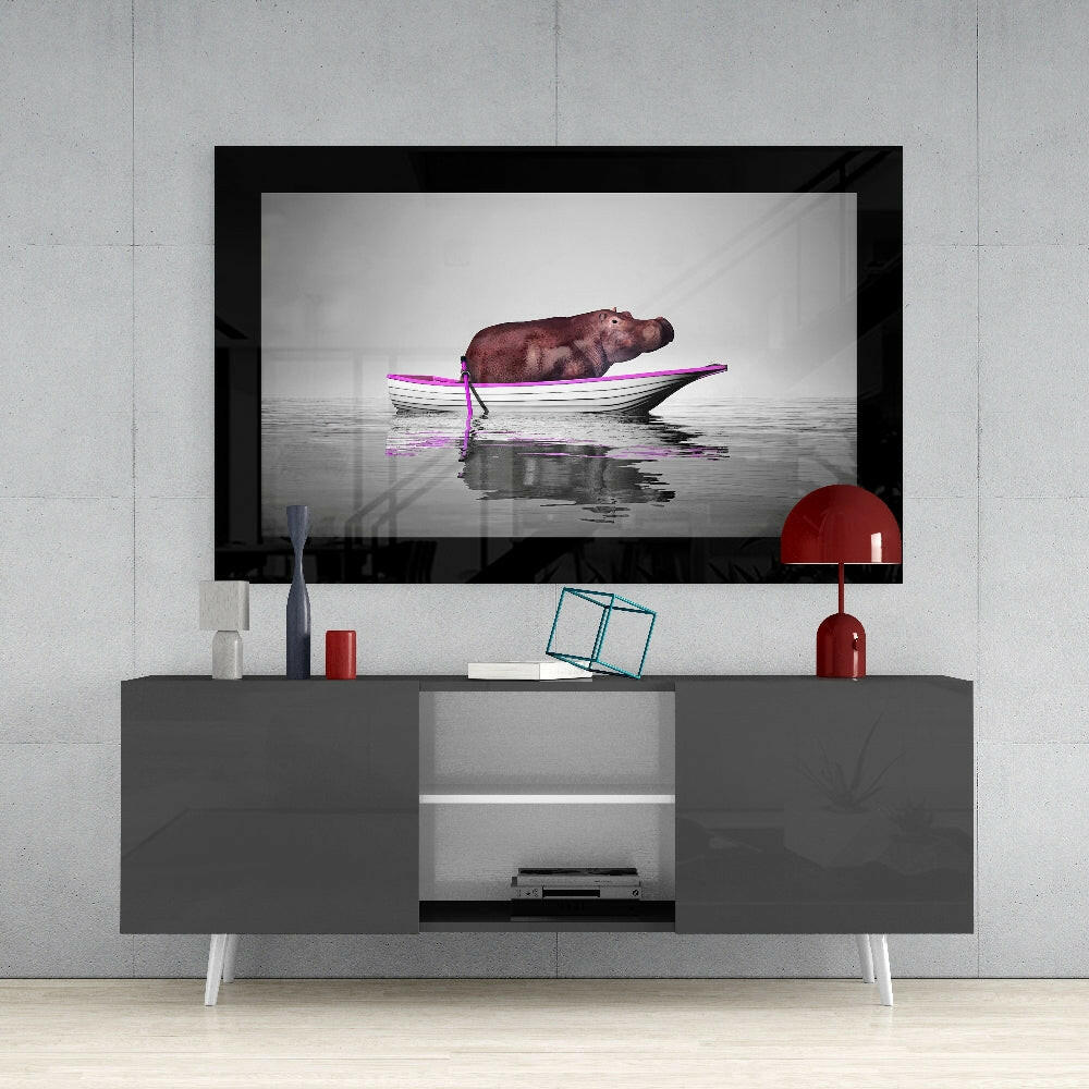 Hippo Glass Wall Art - Image 4