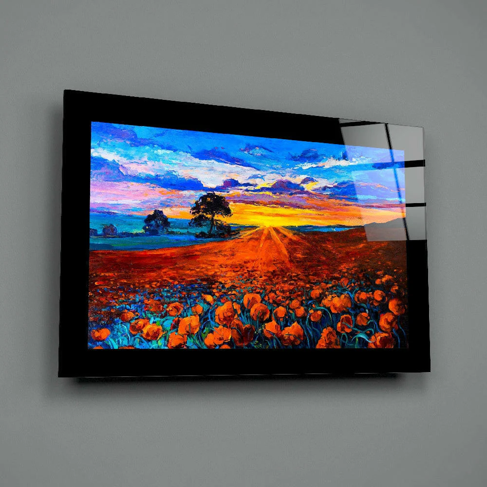 Poppy Field Glass Wall Art - Image 2