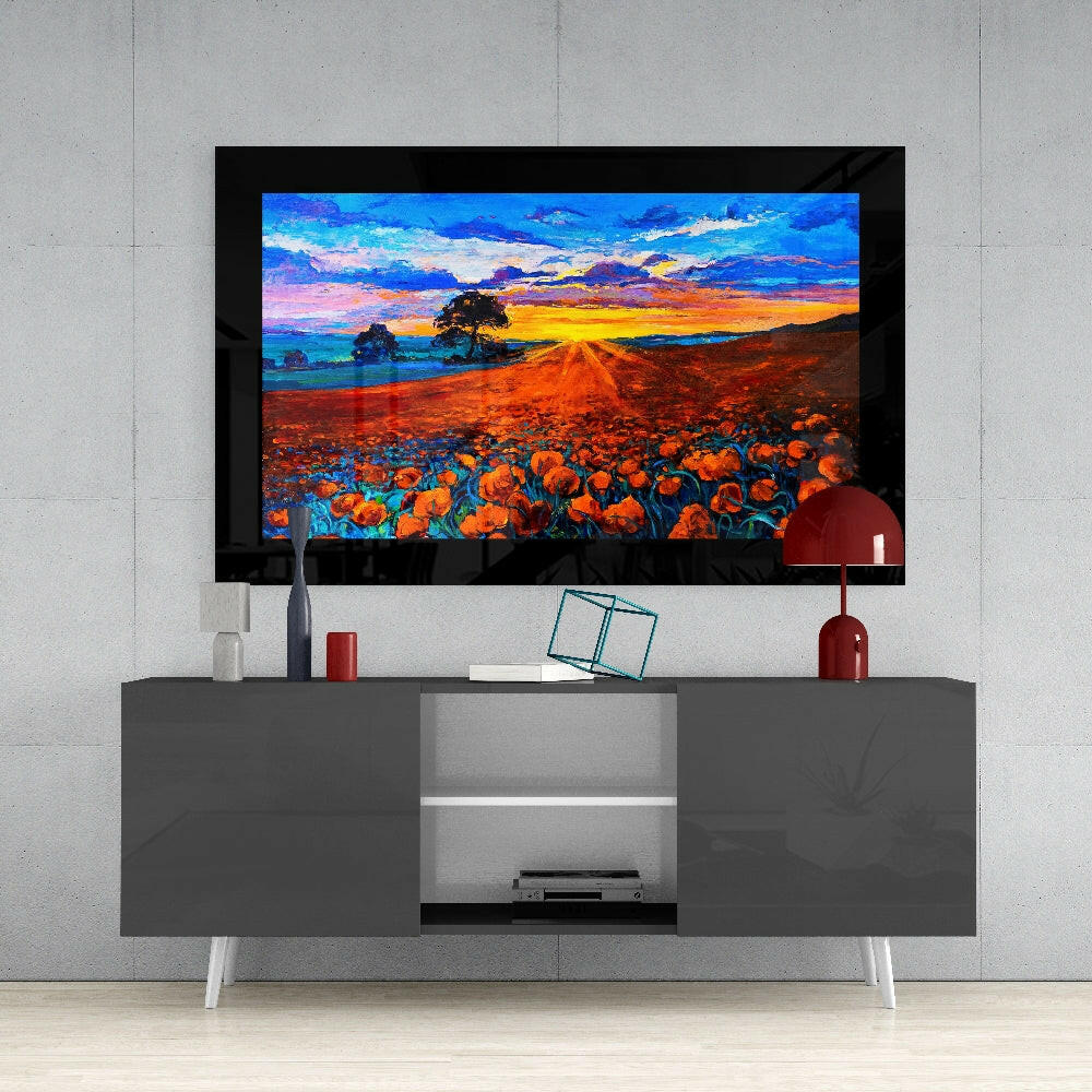 Poppy Field Glass Wall Art - Image 4