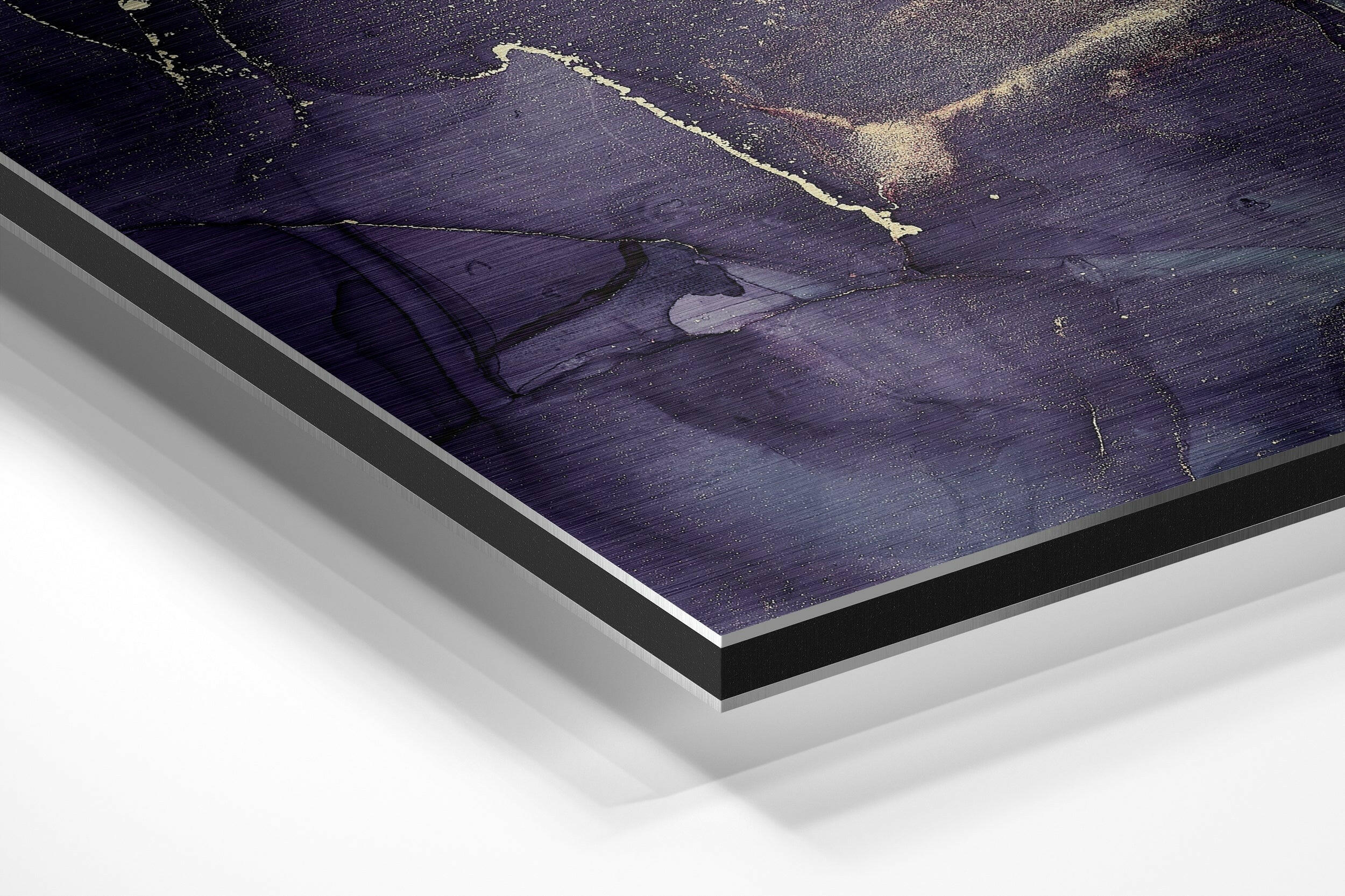 Deep Purple Gold Marble Brushed Aluminium Dibond Wall Art - Image 2