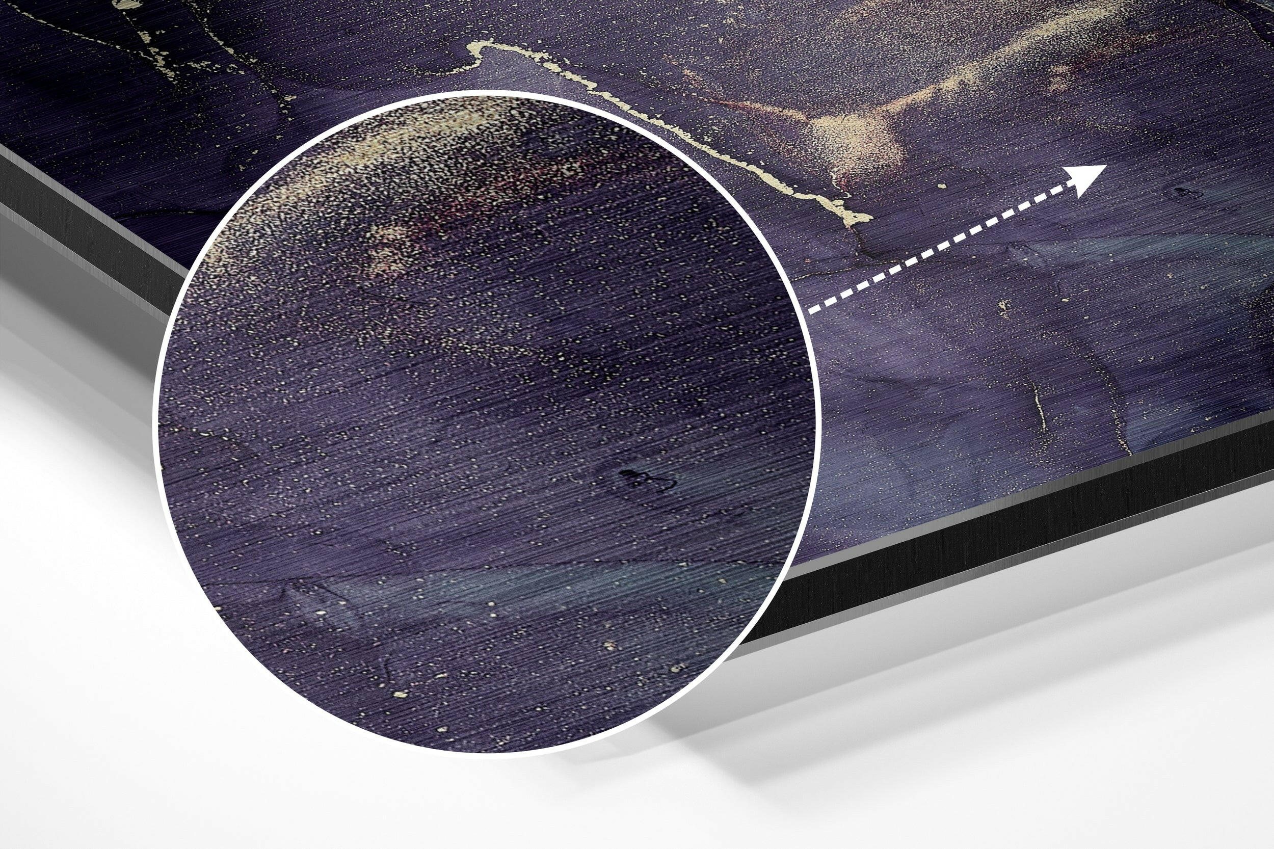 Deep Purple Gold Marble Brushed Aluminium Dibond Wall Art - Image 3