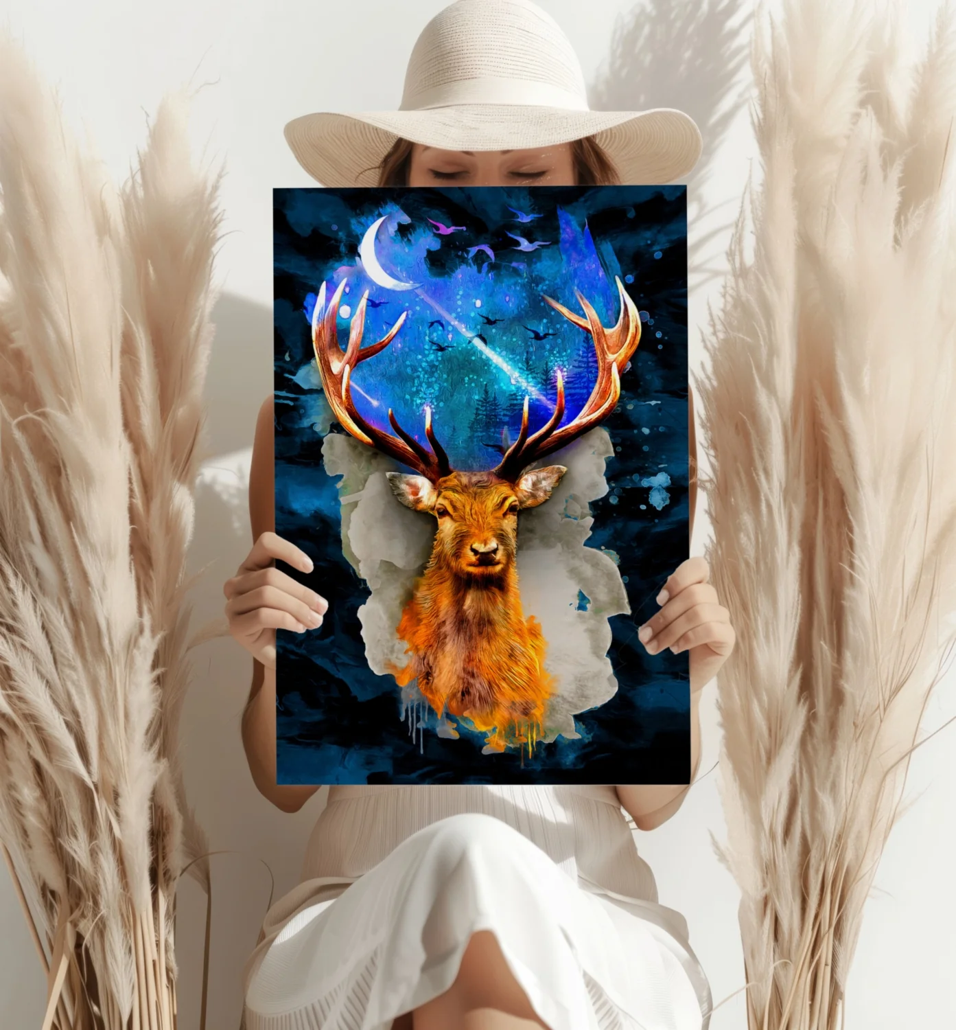 Deer at Night Aluminum Print - Image 4
