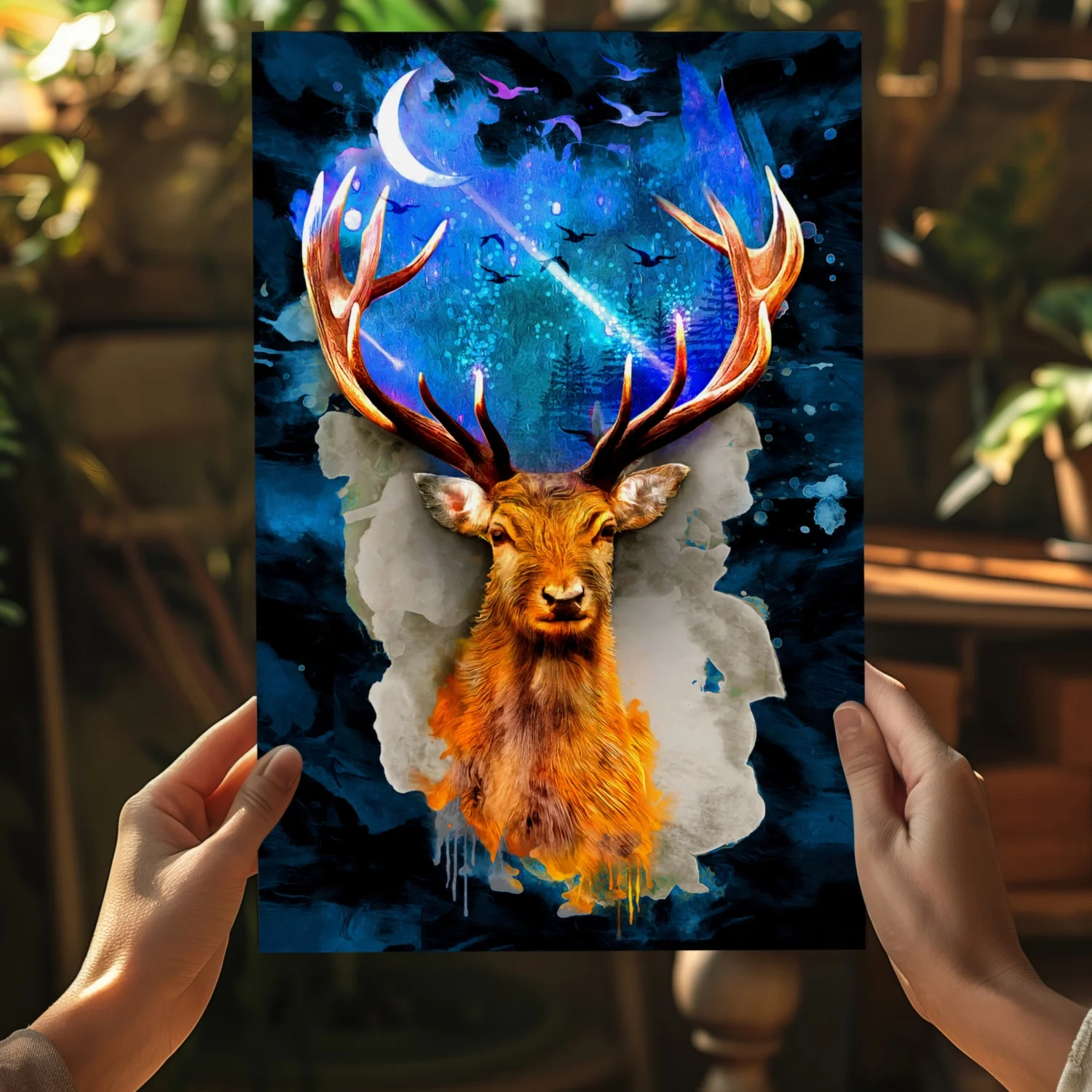 Deer at Night Aluminum Print - Image 5