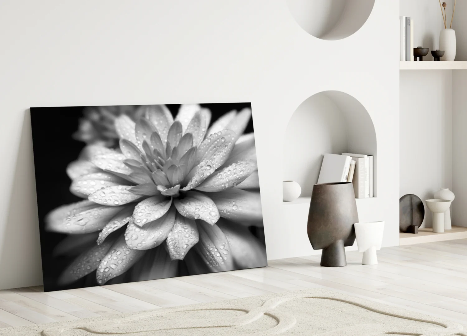 Dewy Gray Dahlia Macro Glass Wall Art - Image 4