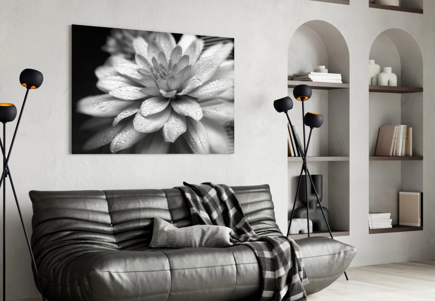 Dewy Gray Dahlia Macro Glass Wall Art - Image 5