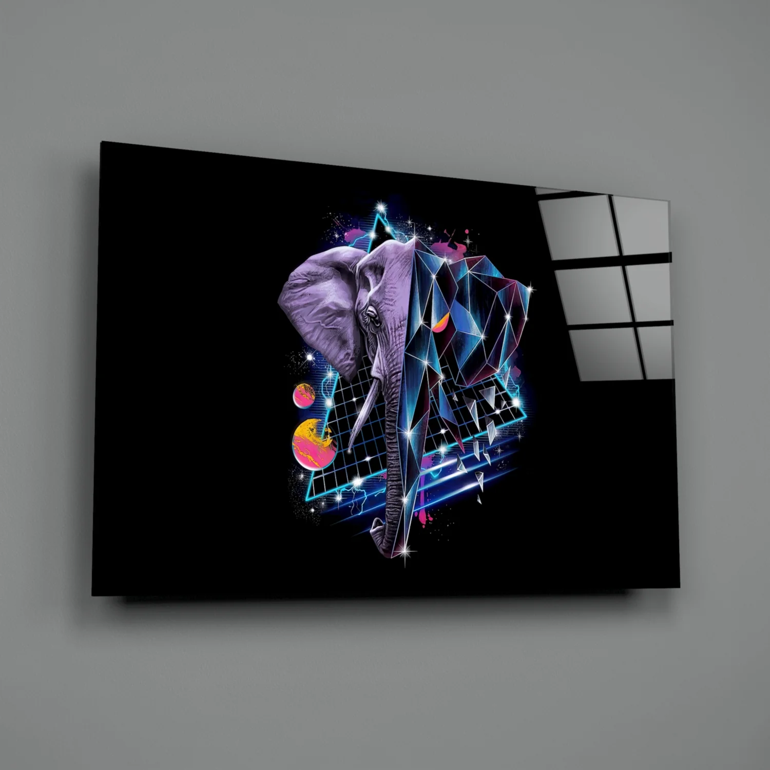 Diamond Elephant Glass Wall Art - Image 3