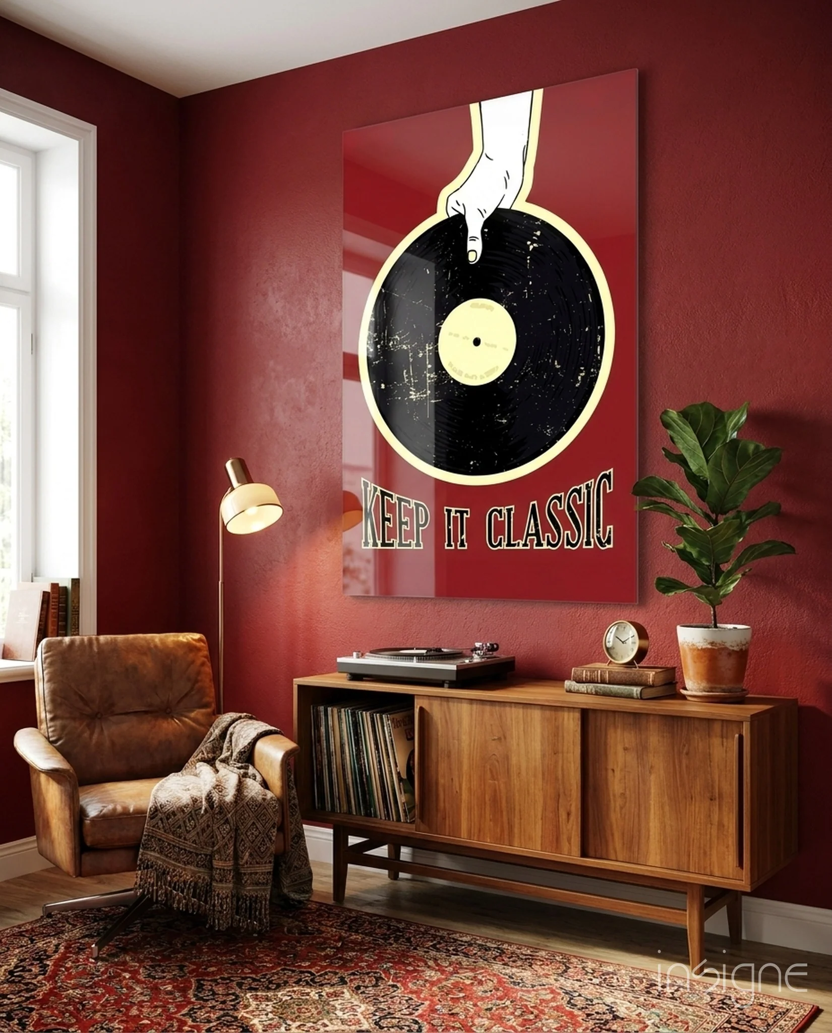 Classic Vinyl Record Glass Wall Art