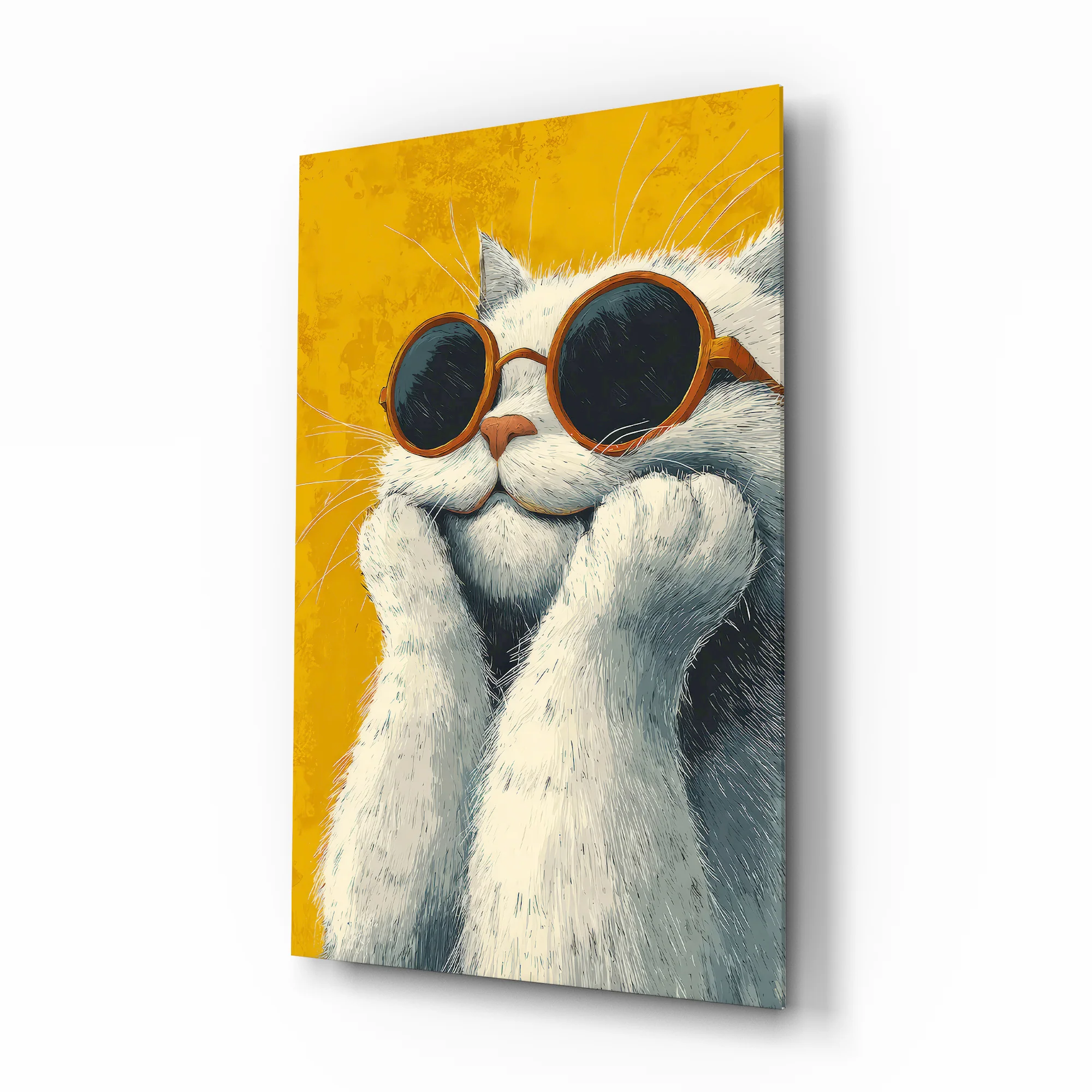 Cool Cat in Shades Glass Wall Art - Image 2