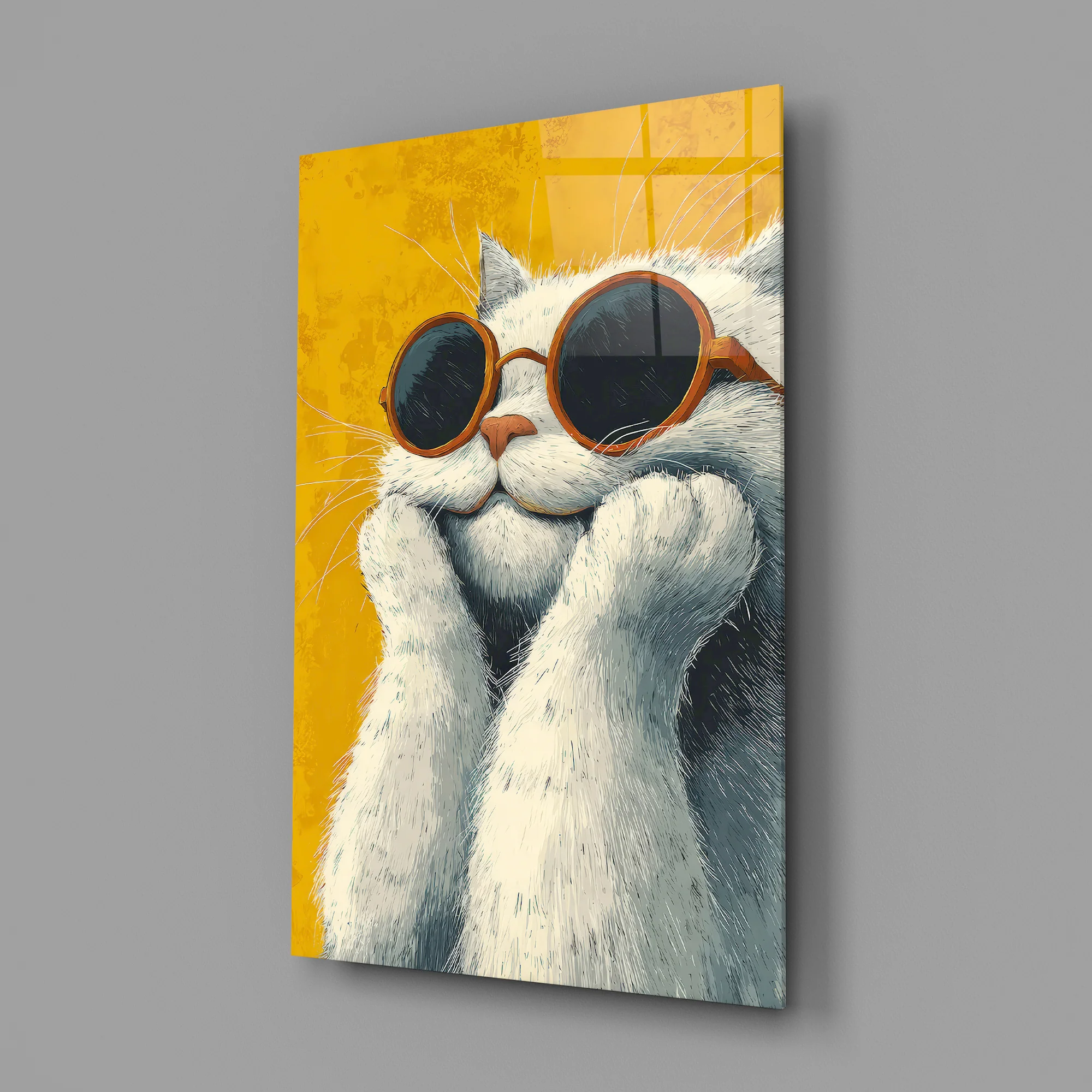 Cool Cat in Shades Glass Wall Art - Image 3