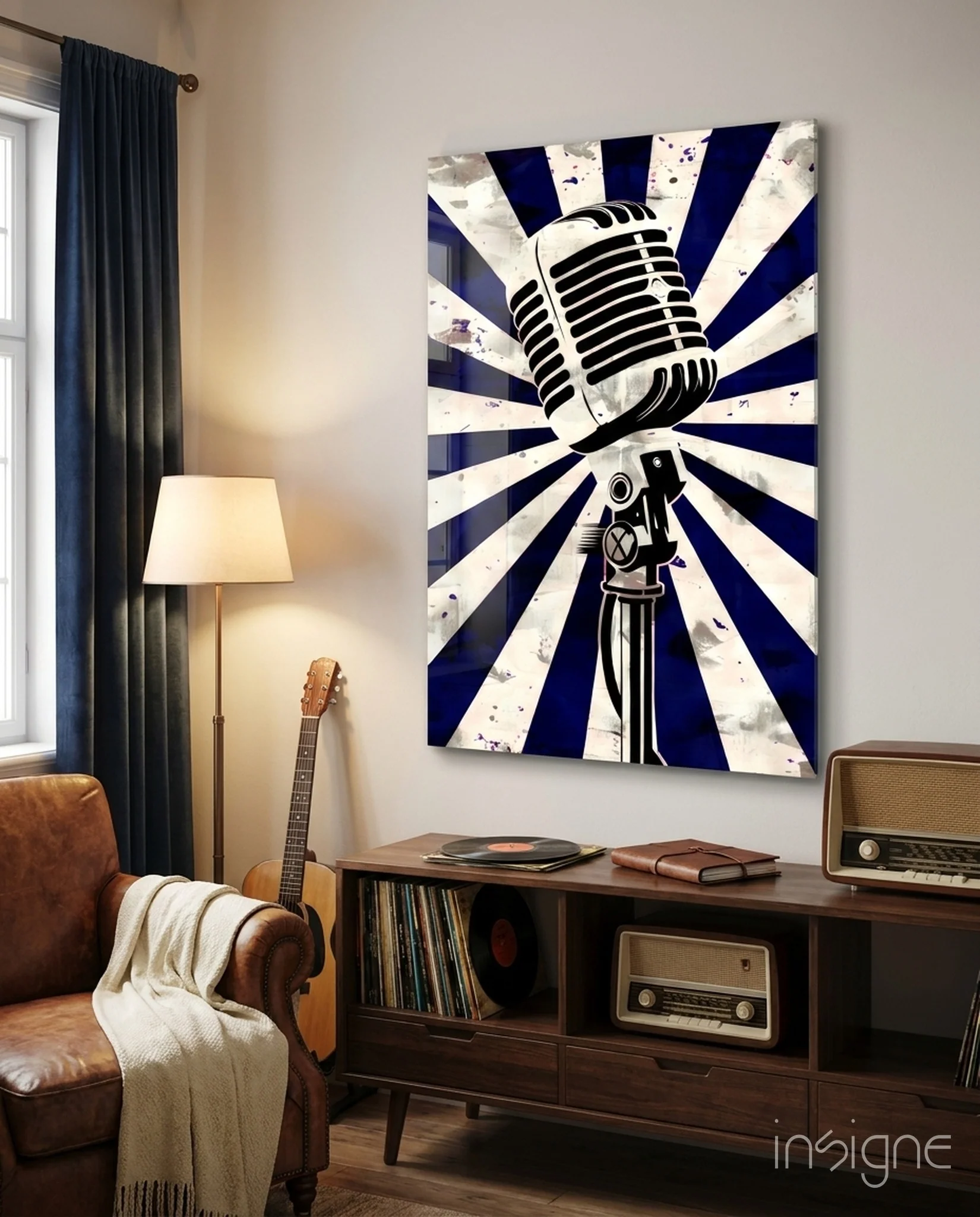 Vocal Icon Microphone Glass Wall Art