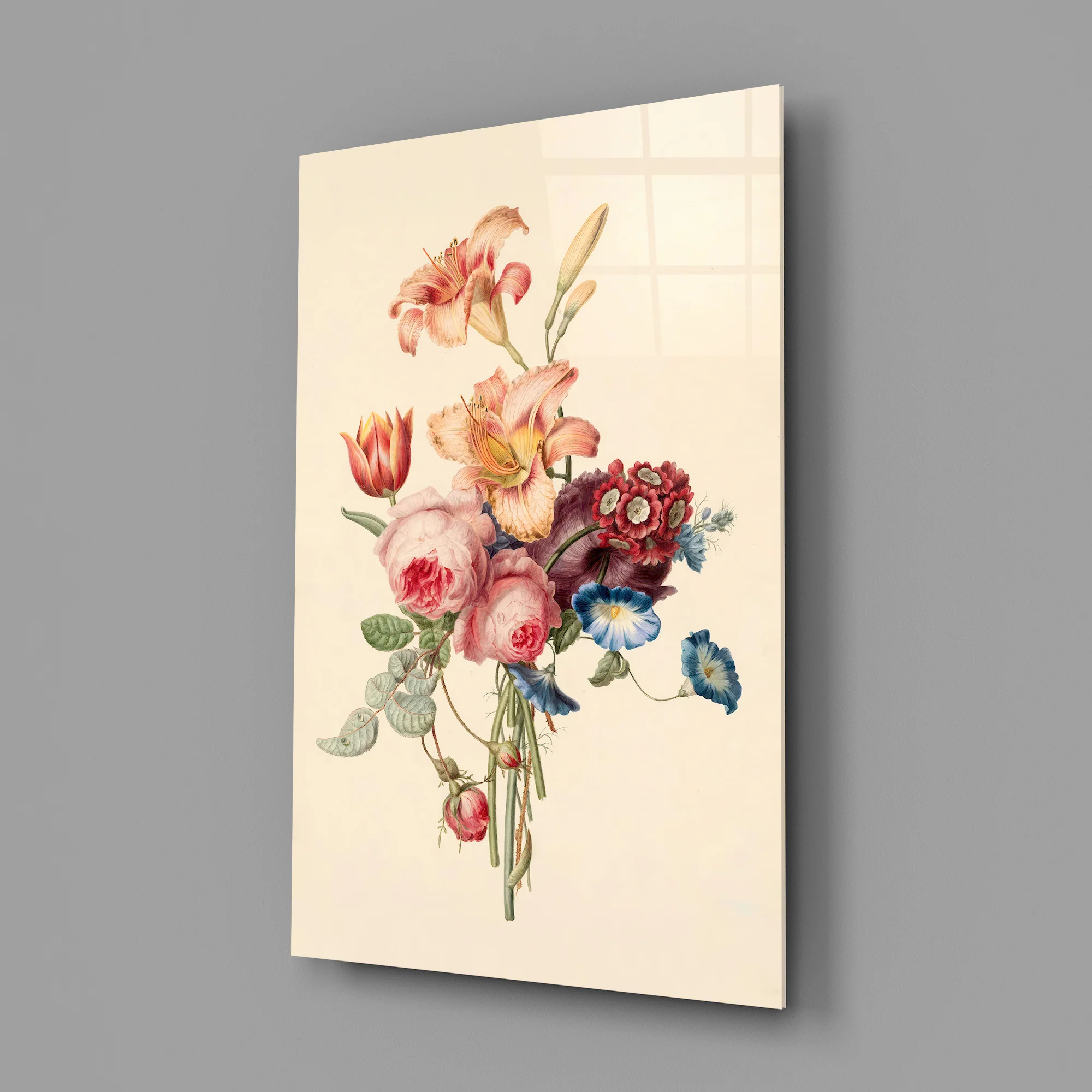 Elegant Floral Bouquet Glass Wall Art - Image 3