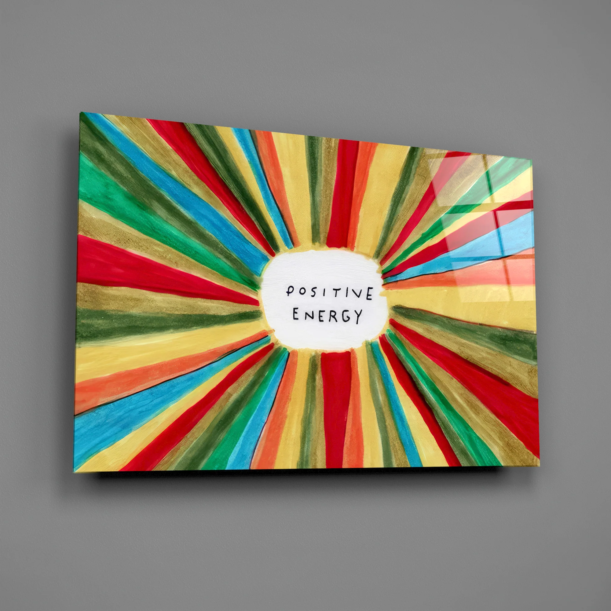Radiant Positive Energy Burst Glass Wall Art - Image 3