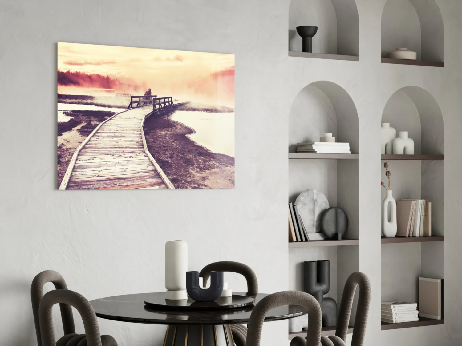 Dock in the Fog Glass Wall Art - Image 5