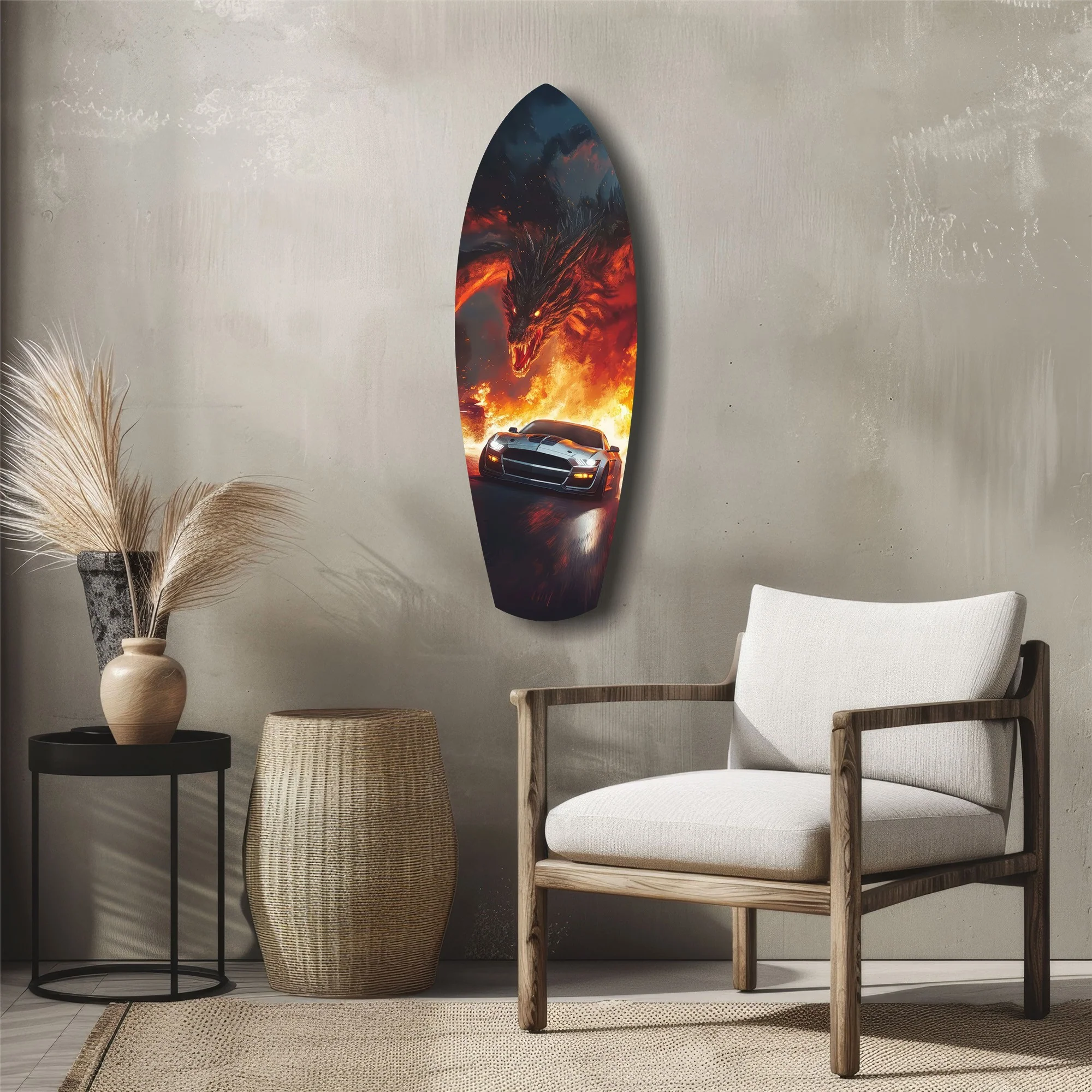 Dragon Sports Car Fire Tempered Glass Wall Art - Image 5