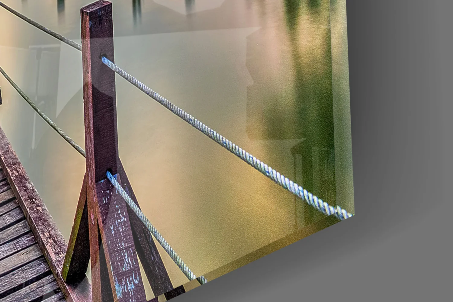 Dramatic Clouds Forest Lake Pier Glass Wall Art - Image 7
