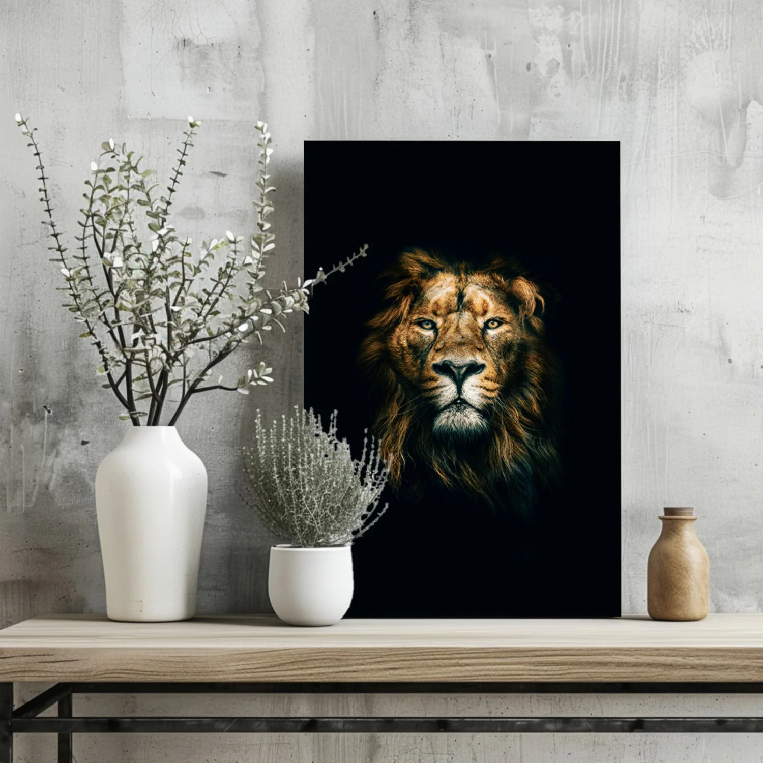 Dramatic Dark Lion Portrait Aluminum Print - Image 2