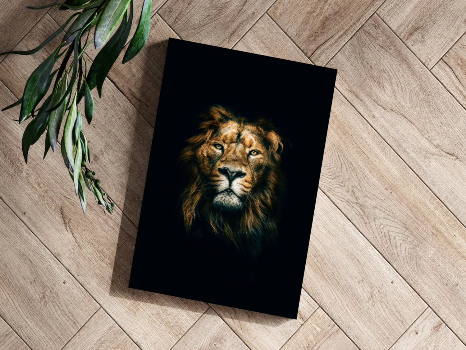 Dramatic Dark Lion Portrait Aluminum Print - Image 3