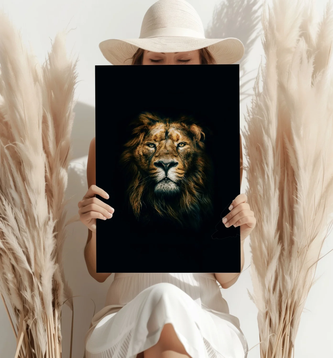 Dramatic Dark Lion Portrait Aluminum Print - Image 4