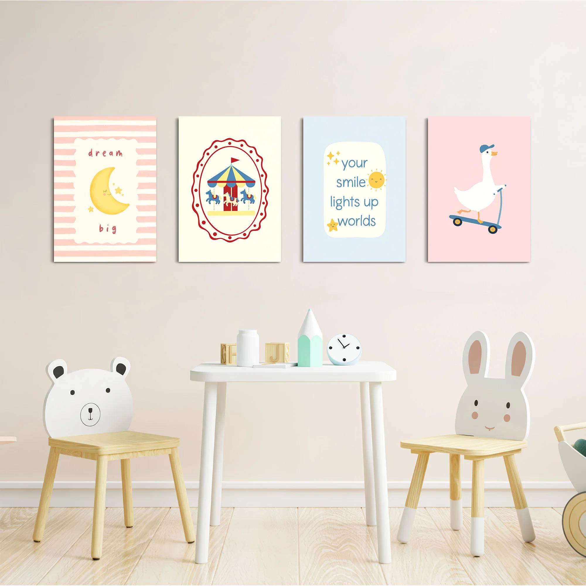 Dream Big Carousel Goose 4 Pieces Kids Metal Wall Art - Image 5