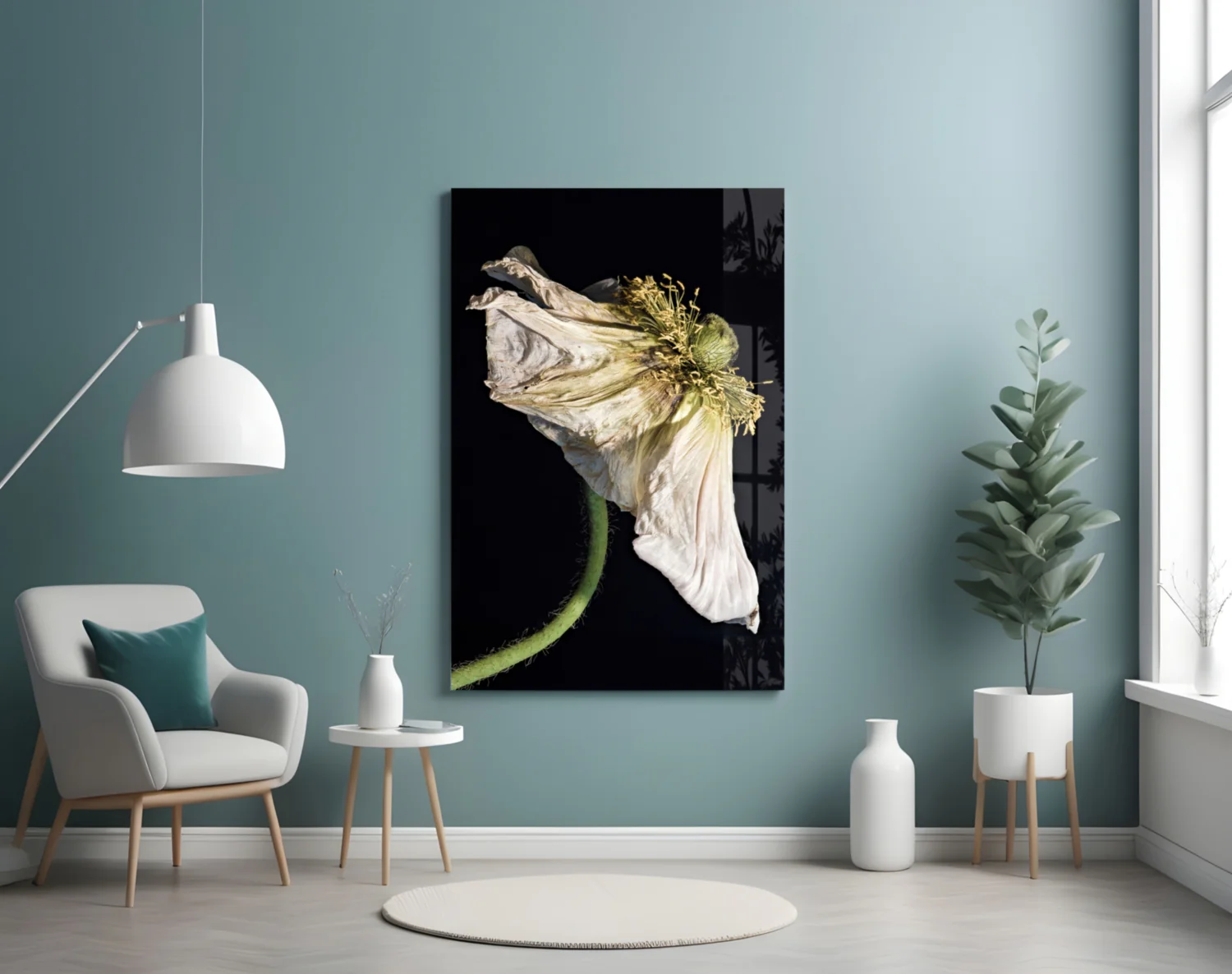 Dried White Poppy Stem Glass Wall Art - Image 5
