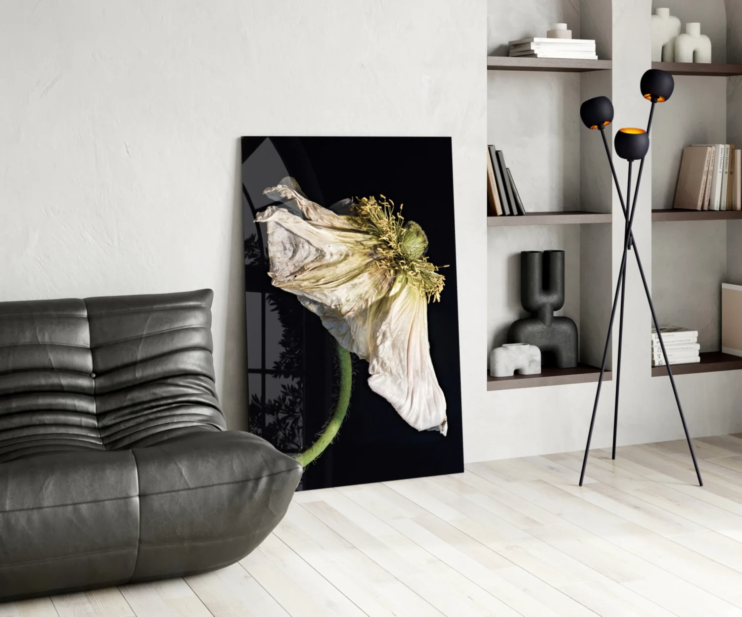 Dried White Poppy Stem Glass Wall Art - Image 6
