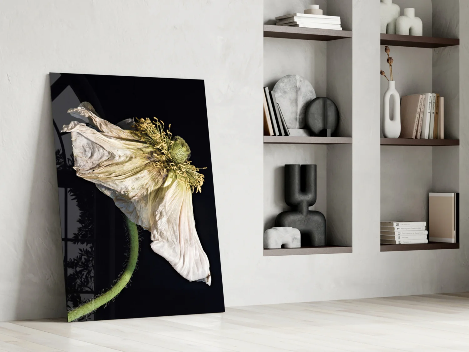 Dried White Poppy Stem Glass Wall Art - Image 7