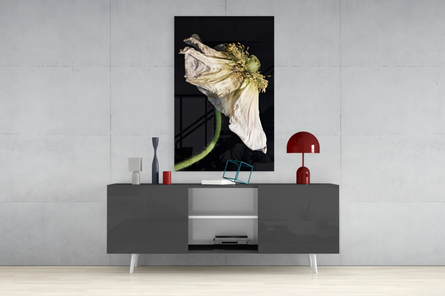 Dried White Poppy Stem Glass Wall Art - Image 9