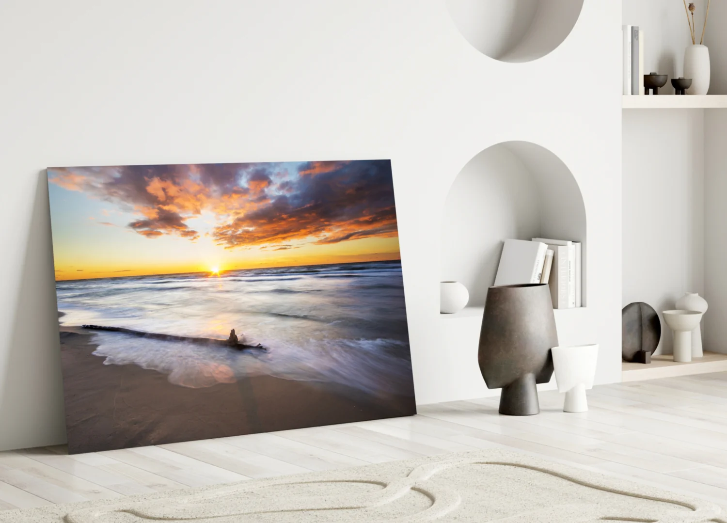 Driftwood Beach Sunset Glass Wall Art - Image 3