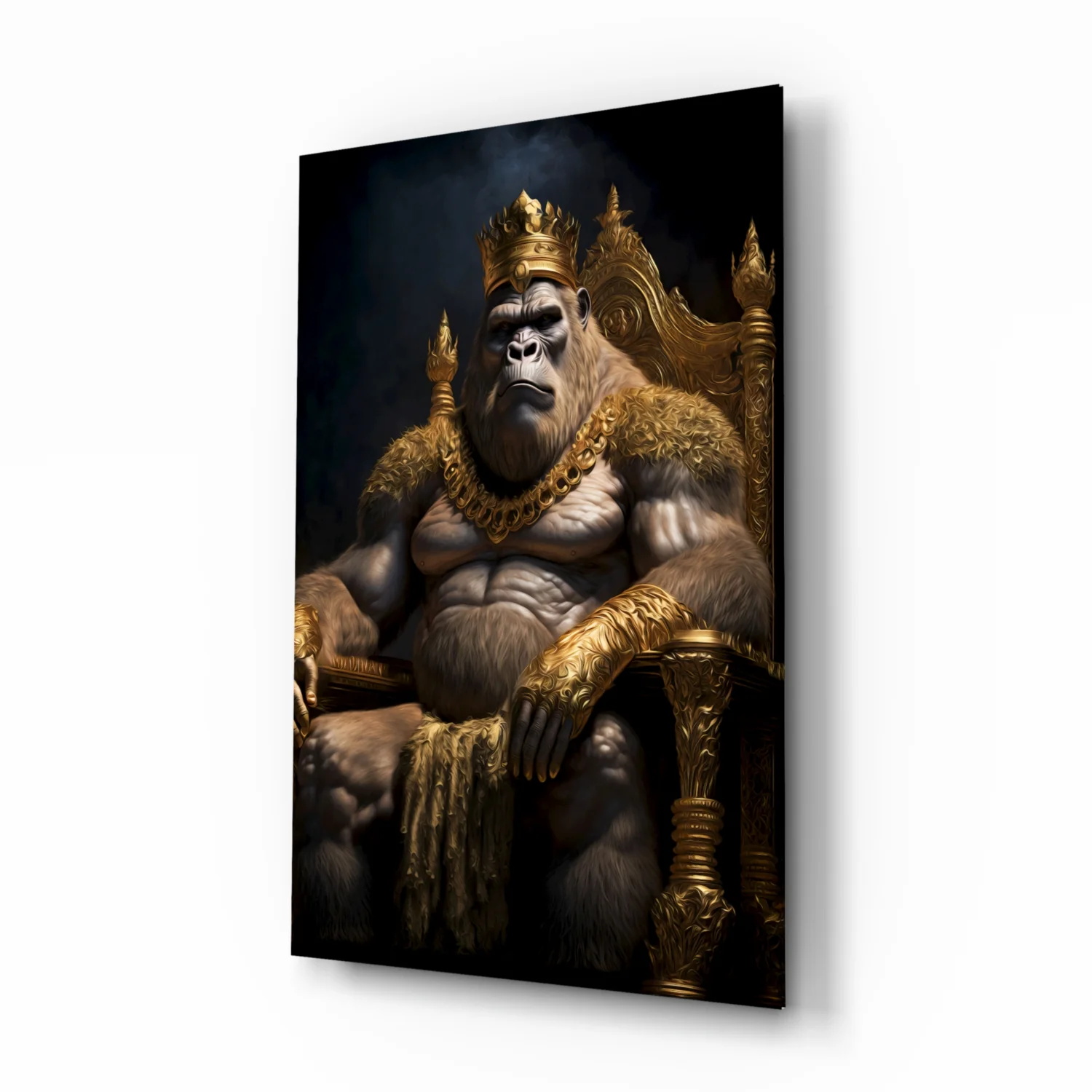 Ape King in Throne Glass Wall Art || Designer Collection - Image 2