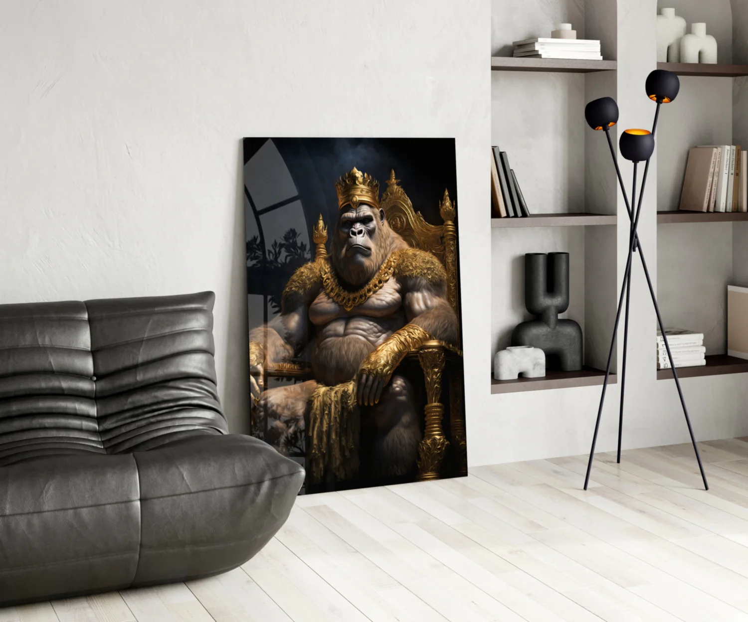 Ape King in Throne Glass Wall Art || Designer Collection - Image 6