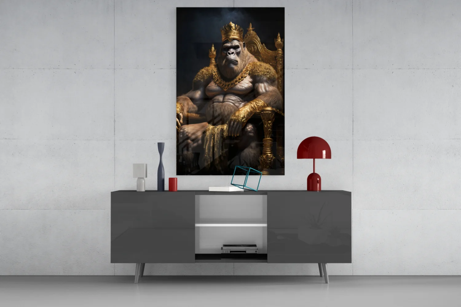 Ape King in Throne Glass Wall Art || Designer Collection - Image 9