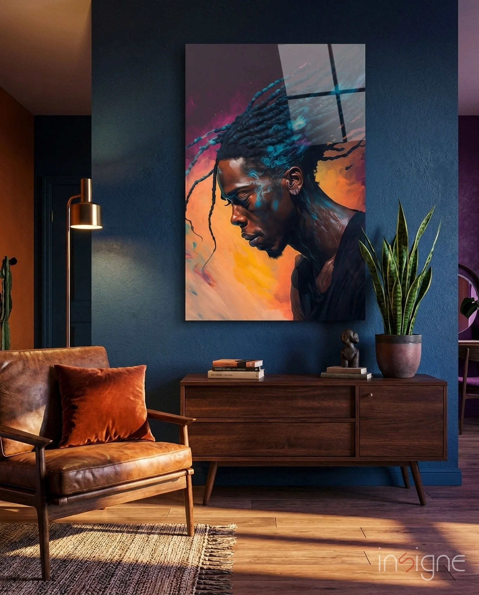 R&B Crooner Portrait Glass Wall Art  || Designer Collection