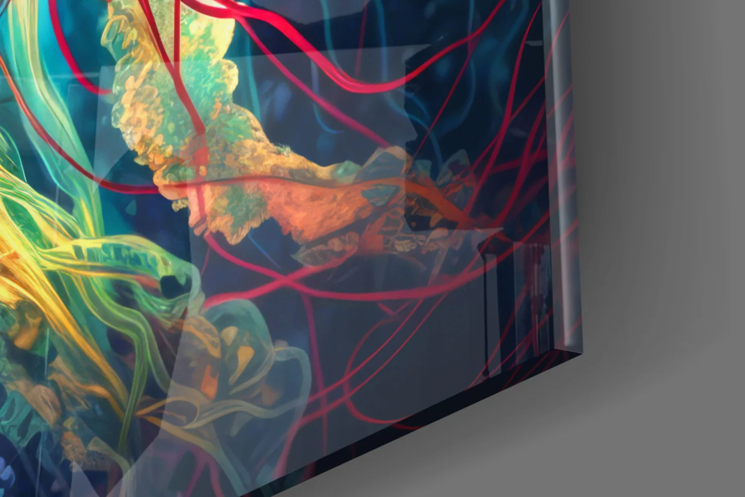Neon Jellyfish Glass Wall Art || Designer Collection - Image 7