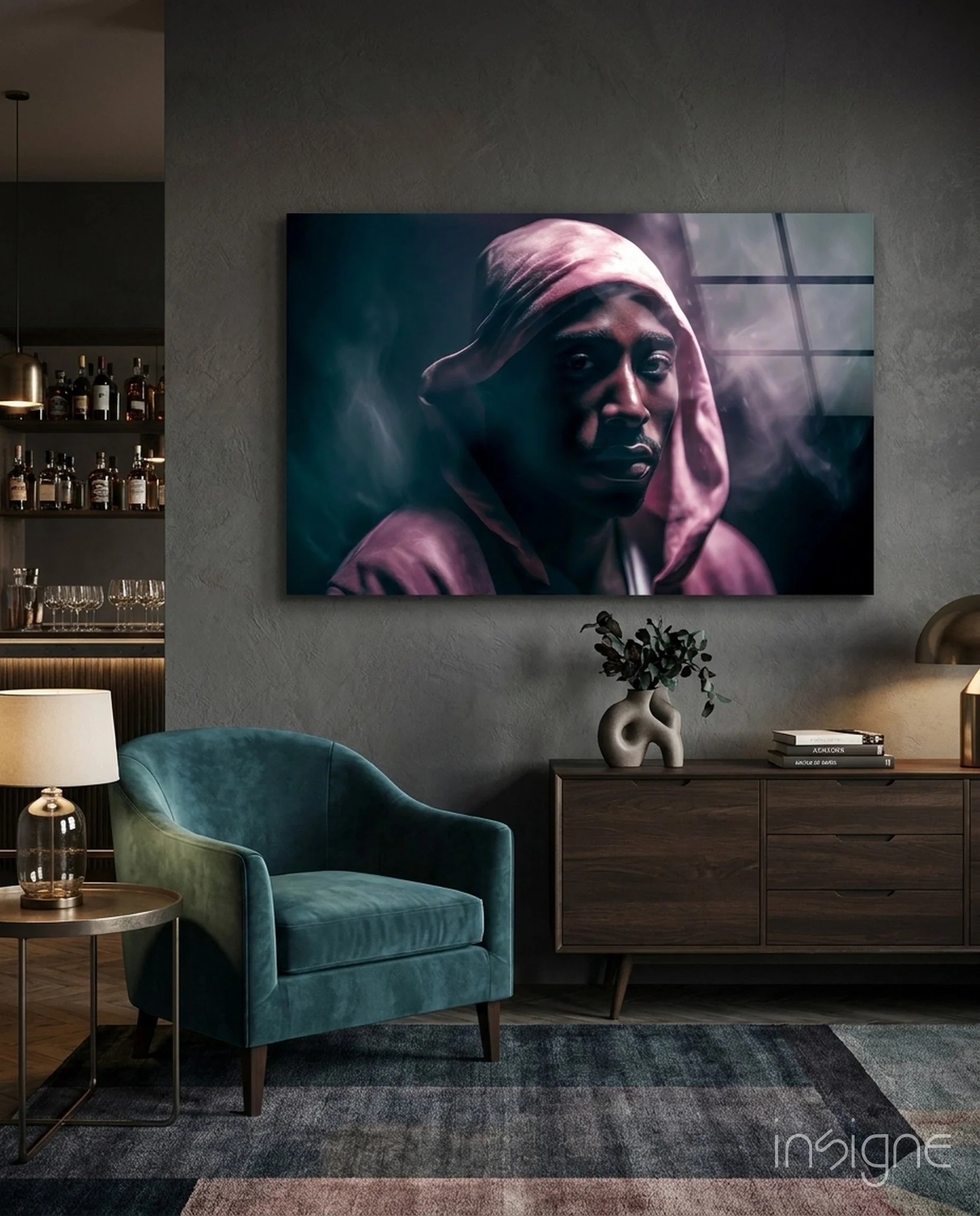 Golden Era Rapper Glass Wall Art || Designer Collection