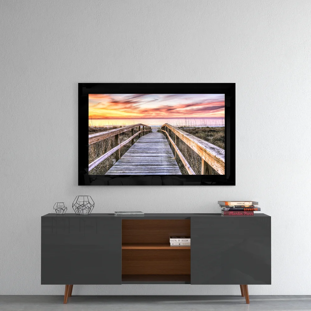 Dune Boardwalk Pastel Sunset Glass Wall Art - Image 4