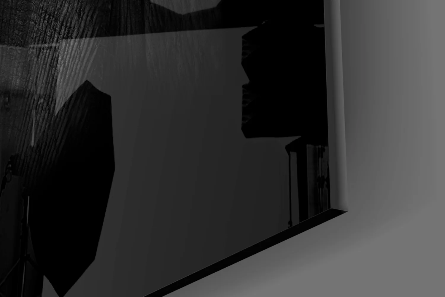 Ear Detail Black and White Elephant Glass Wall Art - Image 7